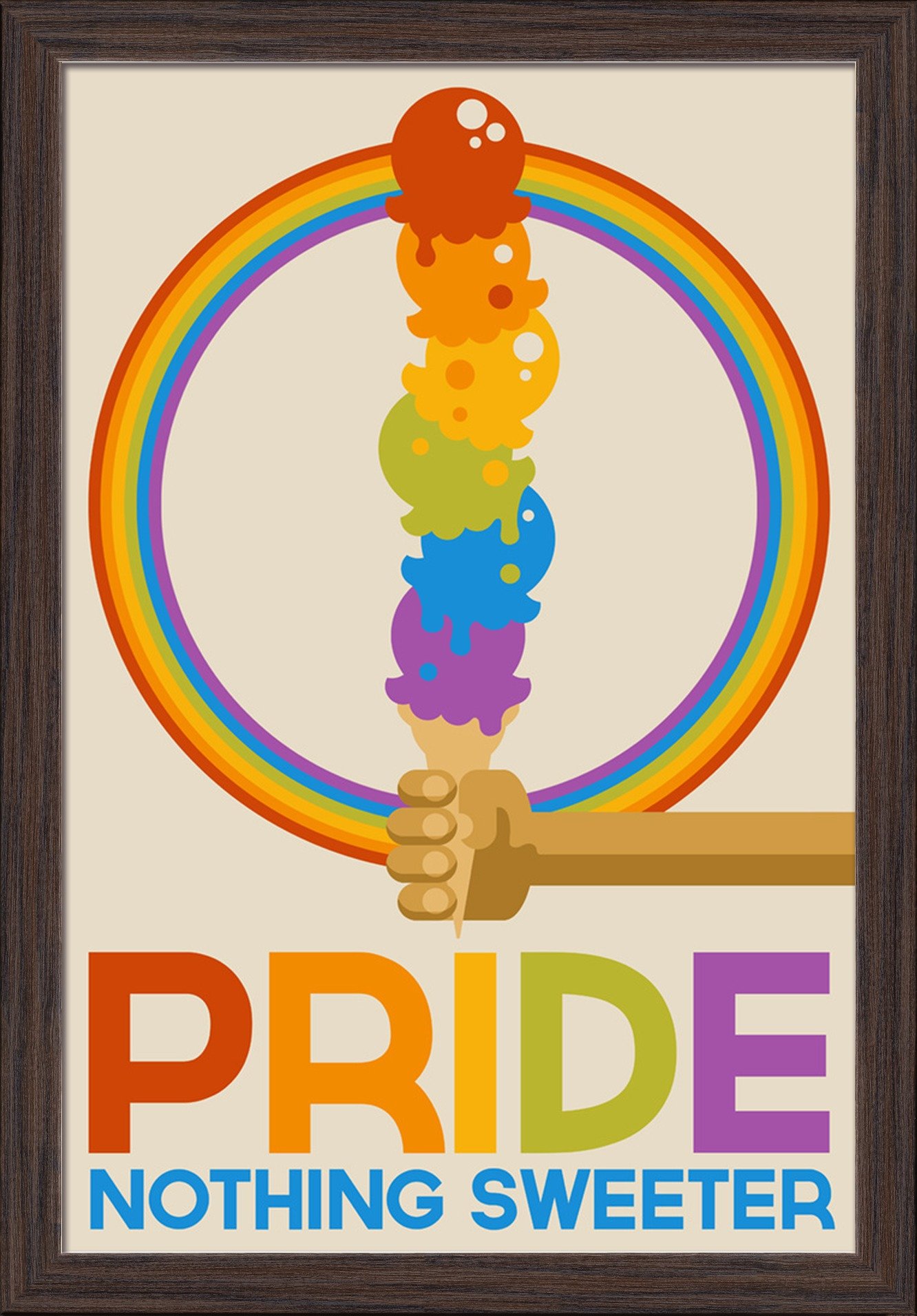 LGBTQ+ Pride Fine Art Print - 16x24 Giclee on Recycled Wood Frame in Espresso Brown - Perfect for Home Decor, Office Wall Art & Pride Month Celebrations