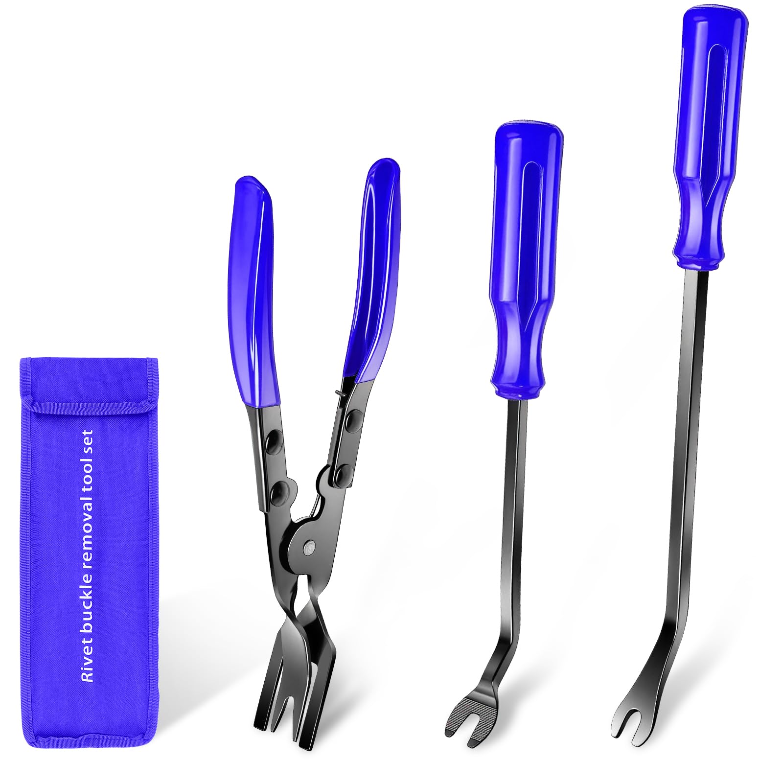AXELECT 3Pcs Car Trim Removal Tool Set - Auto Panel Door Pry Tool Kit with Bumper Clip Puller & Retainer Fastener Remover for Car Audio Installation & Interior Repair (Perfect for DIY Auto Detailing & Professional Mechanics)
