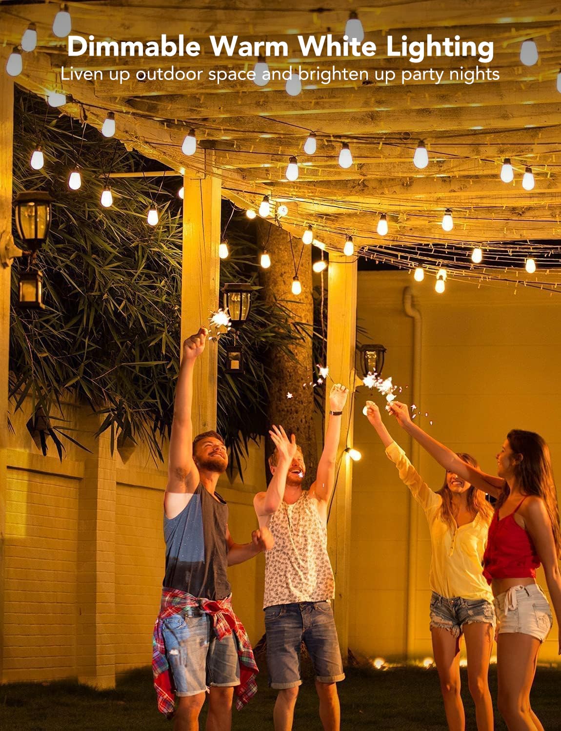 Govee H7020 Smart Outdoor String Lights - 48ft RGBIC & Warm White WiFi LED Bults, Alexa & App Controlled, IP65 Waterproof, Dimmable for Patio, Backyard, Garden & Outdoor Parties | Perfect for Christmas, Weddings & Landscape Lighting