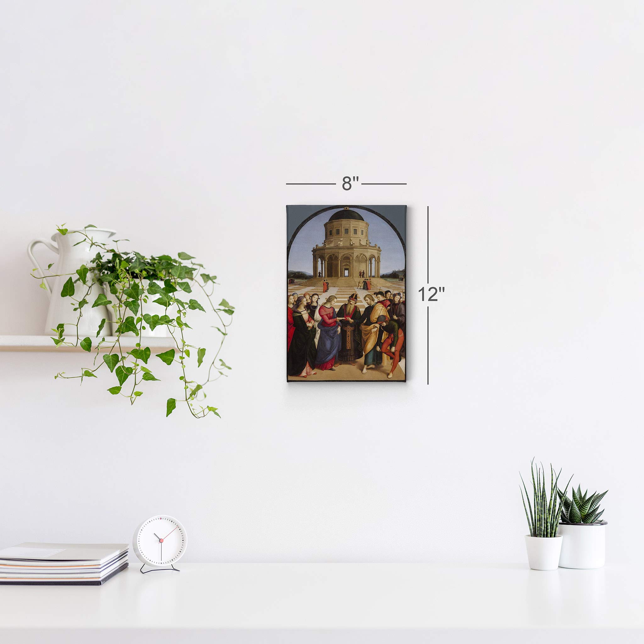 Raphael's The Marriage of the Virgin Canvas Print - Famous Renaissance Oil Painting Reproduction - 36x24 Inch Ready to Hang Wall Art - USA Made Home Decor for Living Room, Bedroom & Office