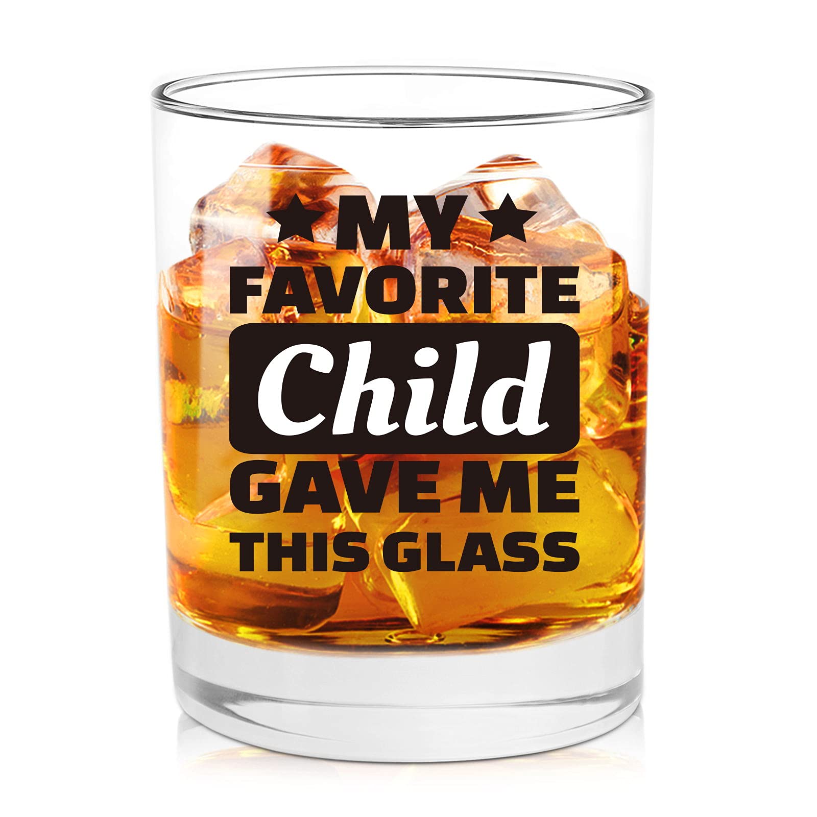 Funny Whiskey Glasses Gift Set for Dad & Mom - 11oz Unique Birthday Present from Kids, Daughter or Son - Perfect for Father's Day, Mother's Day & Anniversary Celebrations - Great for Bourbon, Scotch & Cocktail Nights at Home