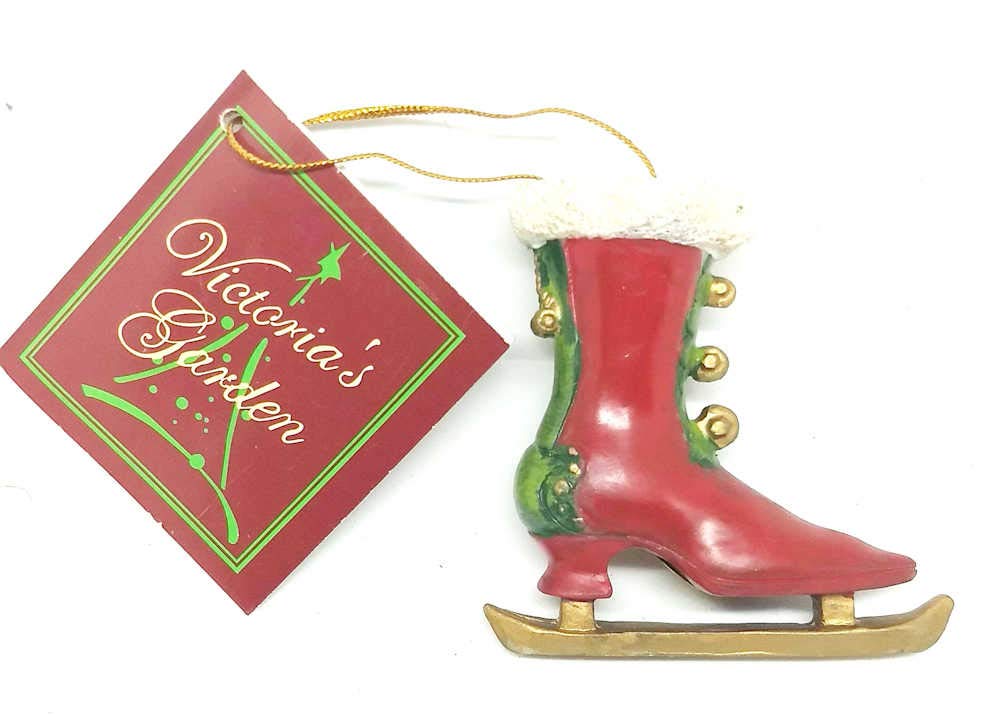 Victorian Style Red Ice Skate Christmas Ornament - 2.5 Inch Holiday Tree Decoration for Xmas, Winter, and Seasonal Home Decor