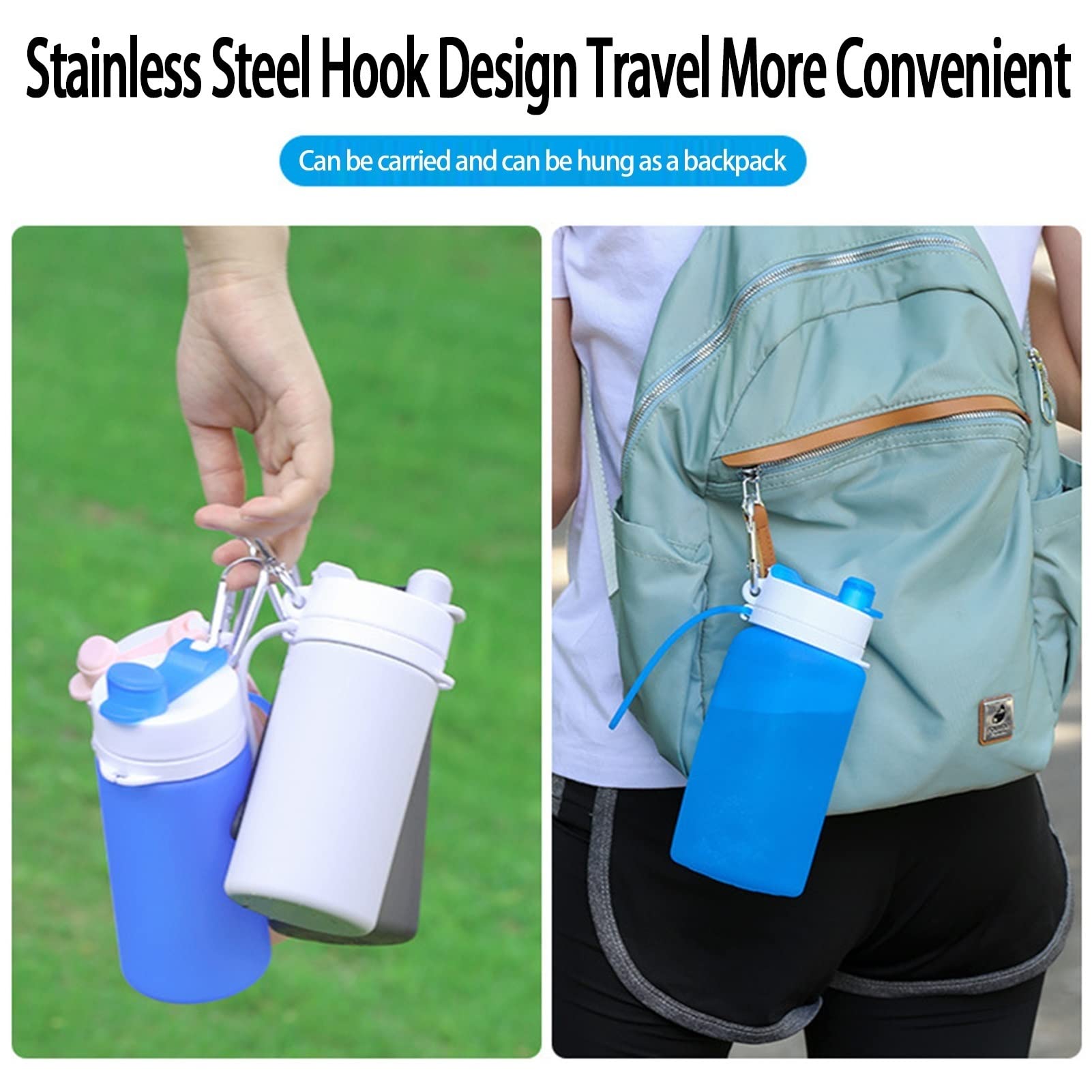 Collapsible Water Bottle for School & Travel - BPA Free, 3 Sizes, Lightweight & Portable - Perfect for Sports, Hiking, and Outdoor Activities