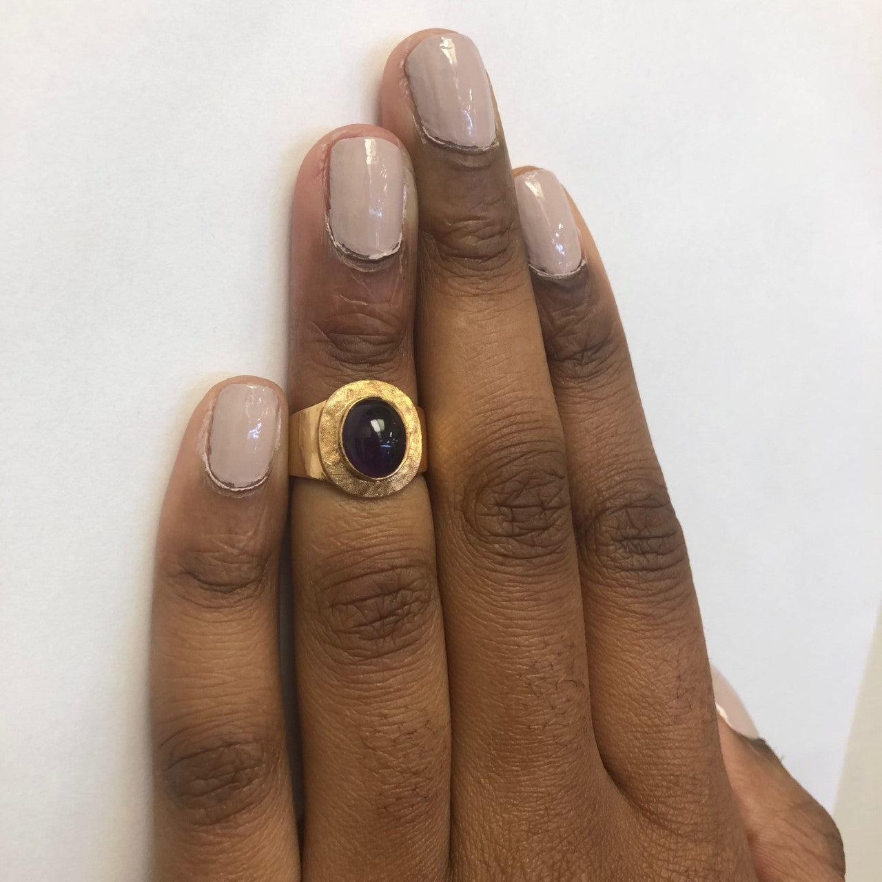 Bezel Set Amethyst Textured Ring - 2.28ct Genuine Gemstone, Size 4 - Elegant Handmade Jewelry for Women, Perfect for Weddings, Anniversaries & Special Occasions