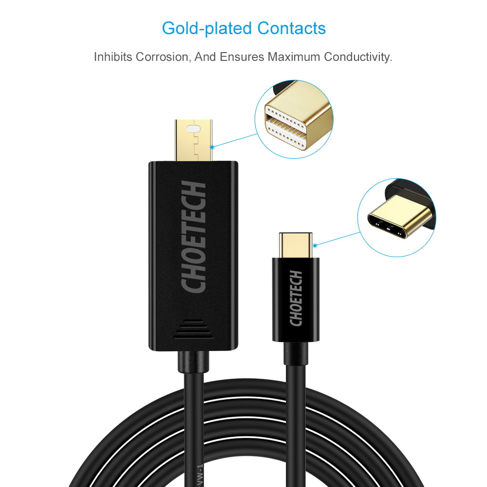Choetech USB C to Mini DisplayPort Cable 1.5m (5ft) 4K 60Hz Video Adapter for MacBook Pro, Dell XPS - Perfect for Home Office & Gaming Setup