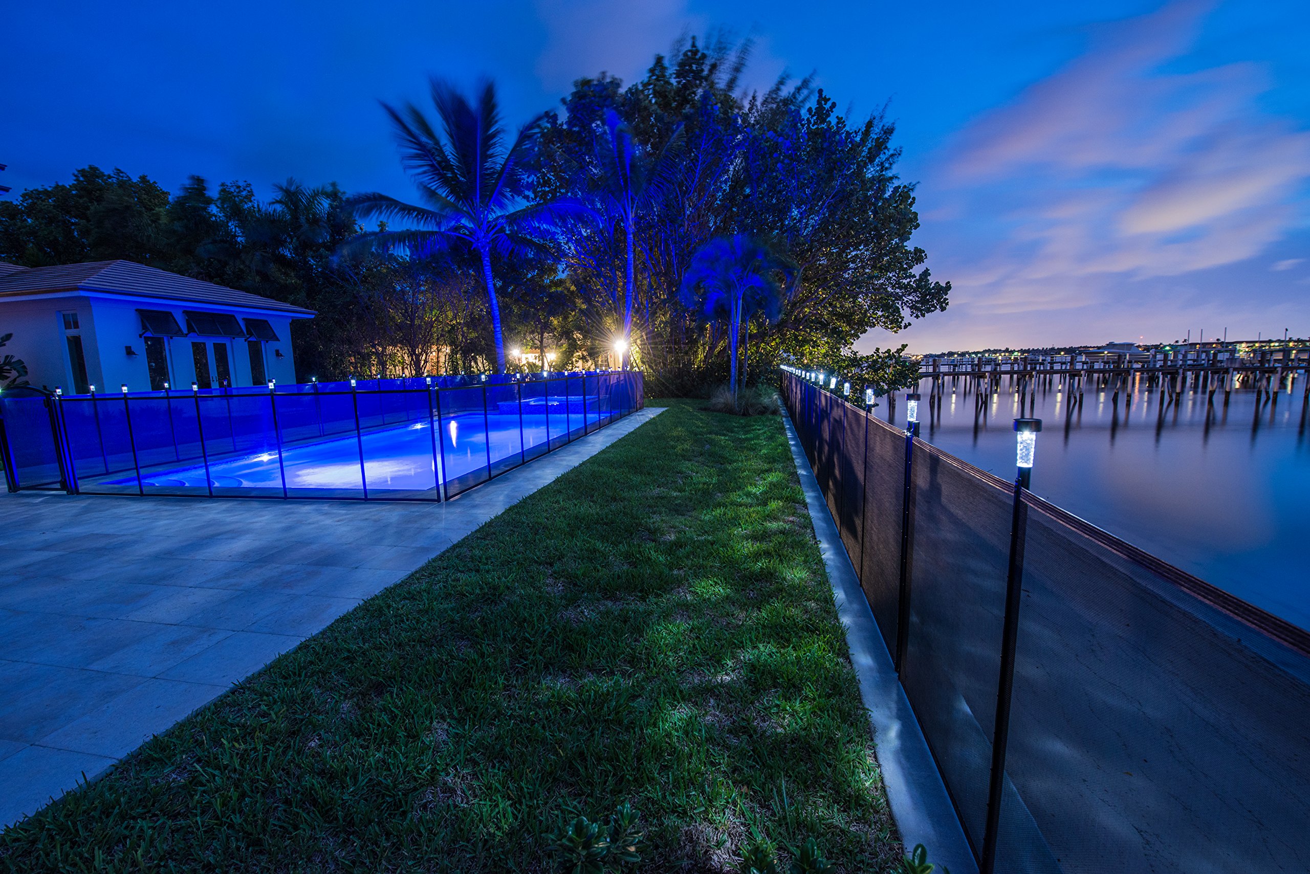 Solar Powered Pool Fence Lights - Waterproof Outdoor LED Lighting for Backyard, Garden & Deck - Ideal for Nighttime Safety & Ambiance