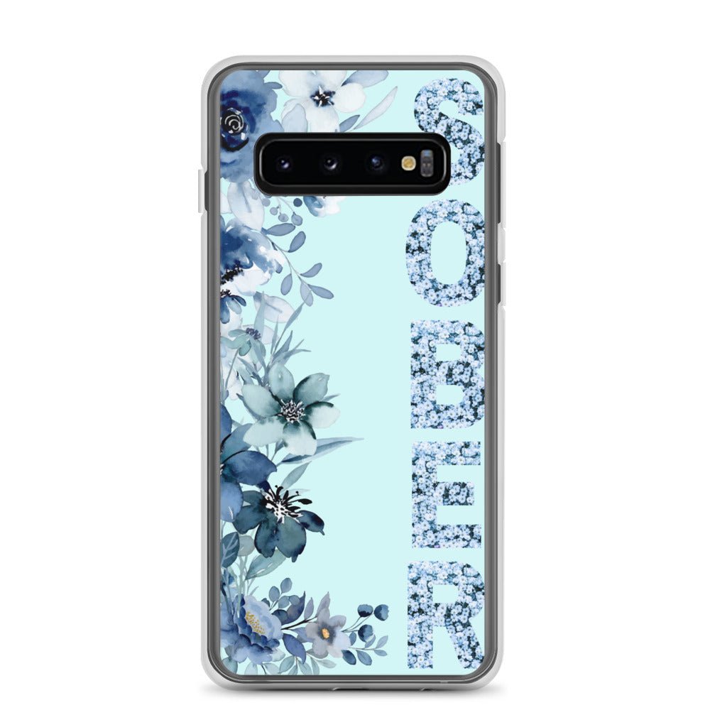 SOBER Blue Chinoiserie Samsung Phone Case - Clear Floral Design Protective Cover for Samsung Galaxy | Perfect for Everyday Use, Office & Travel