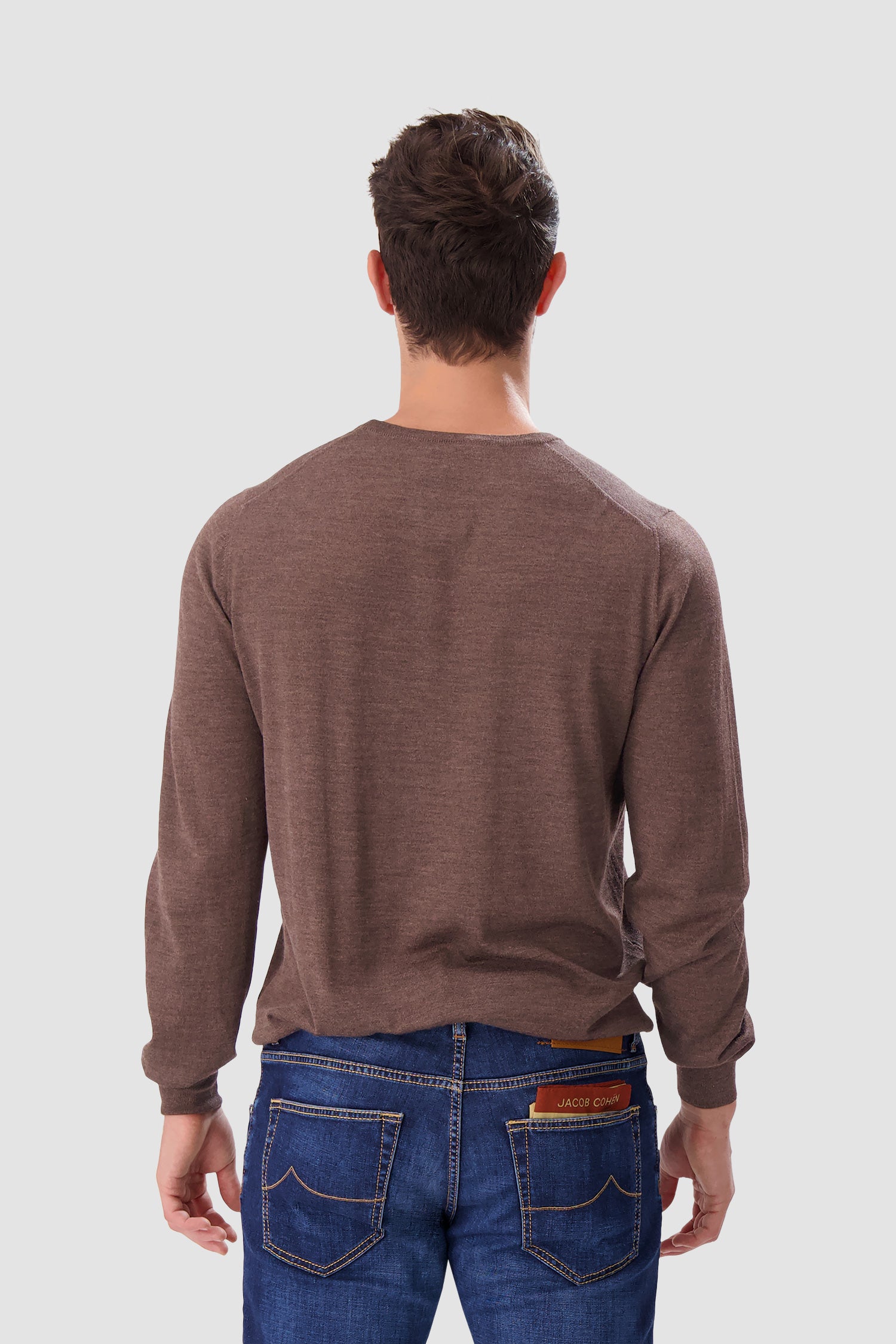 Barba Napoli Brown Round Neck Paricollo Sweater for Men - Soft Italian Wool Pullover for Fall & Winter - Casual Office Wear & Weekend Outfits