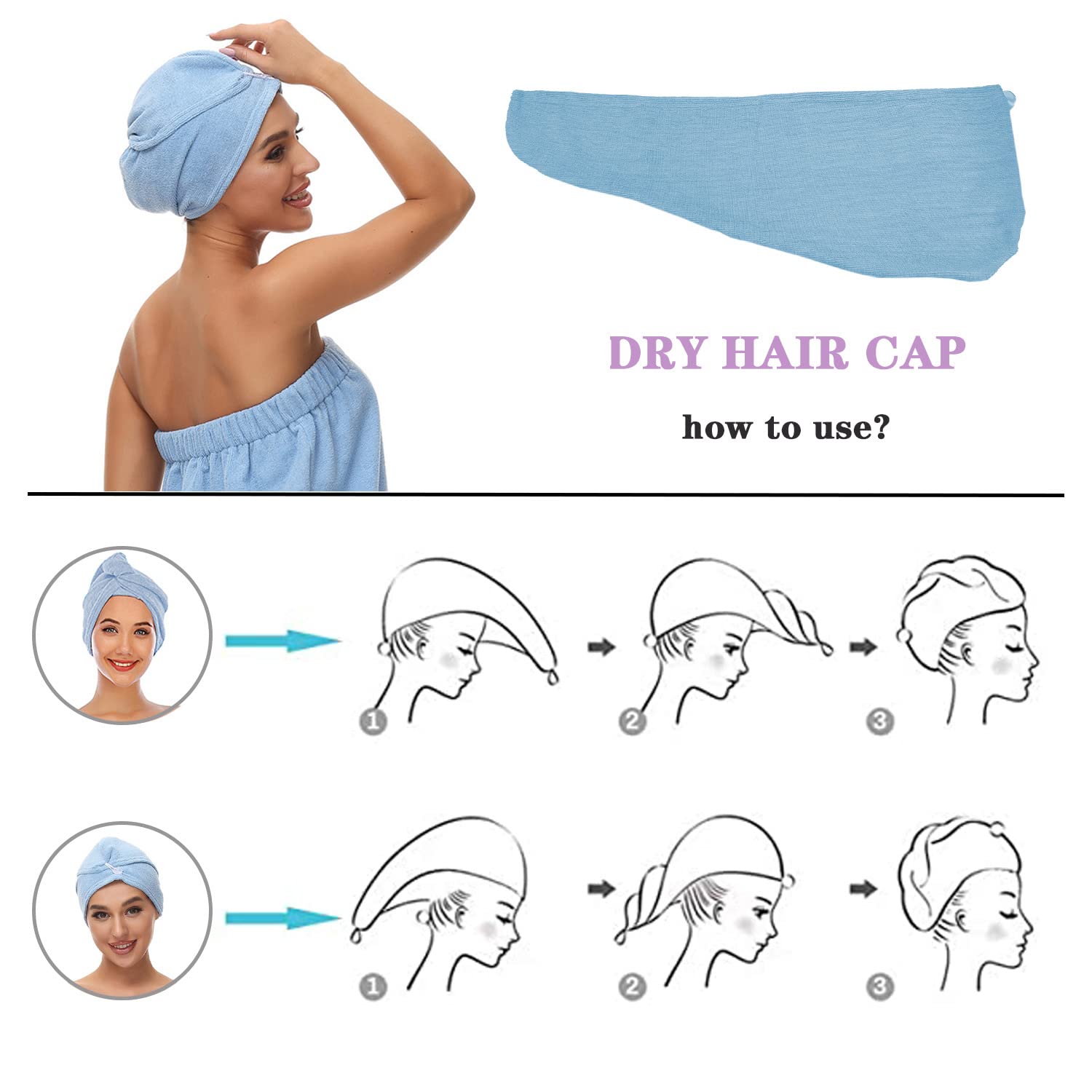 Verve Jelly Women's Adjustable Spa Bath Wrap Towel - Soft Microfiber Strapless Bathrobe with Hair Turban for Shower, Pool & Beach