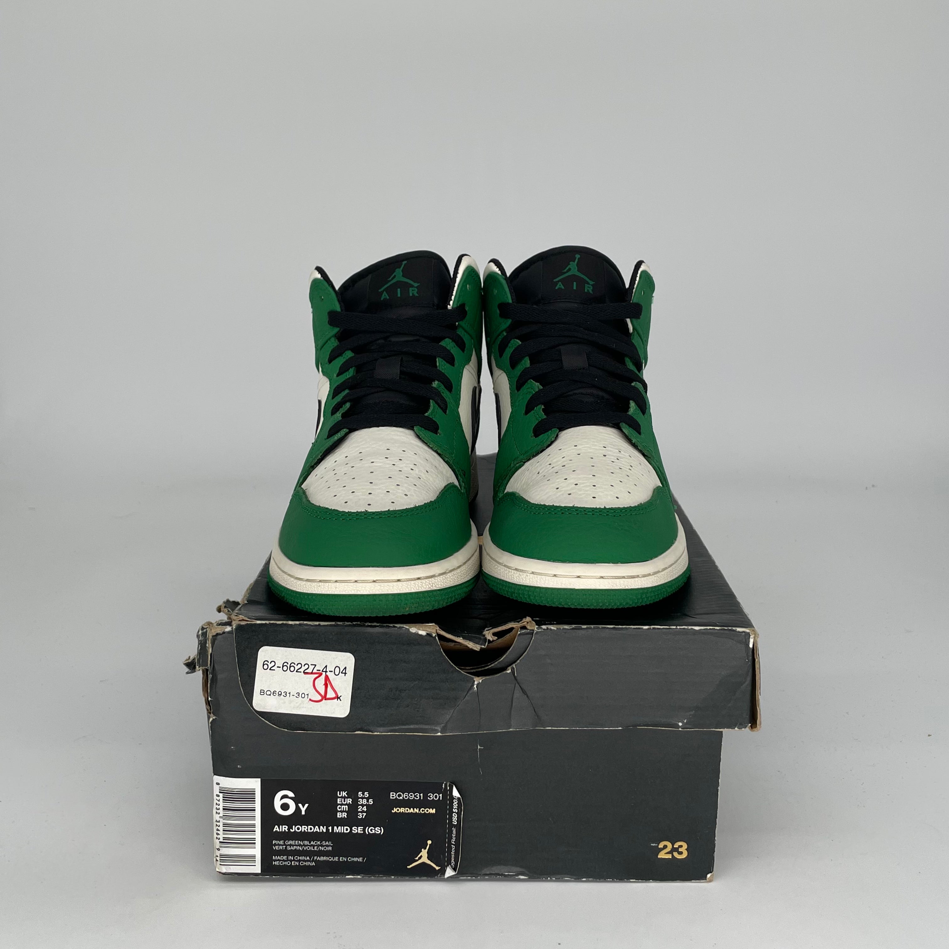 AIR JORDAN 1 MID PINE GREEN Sneakers - Women's Size 6/7.5W (BQ6931-301) - Basketball Shoes for Casual Wear & Street Style Fashion