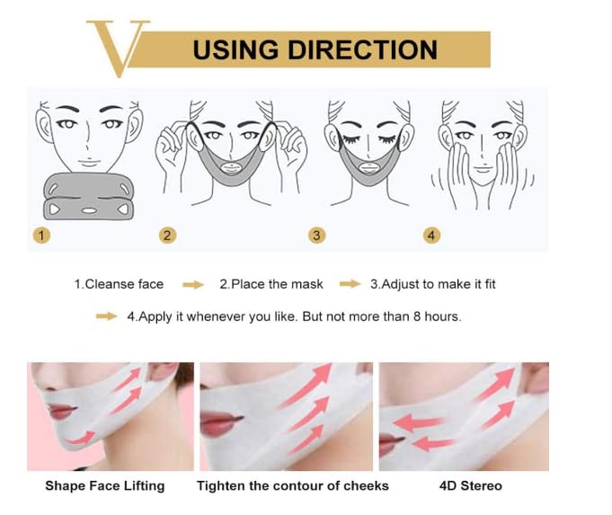 **ZeroLuxury Collagen Lifting & Slimming Face Mask – V-Line Hydrogel for Double Chin Reduction & Skin Brightening (2-Pack) – Perfect for Anti-Aging & Night Skincare Routine**