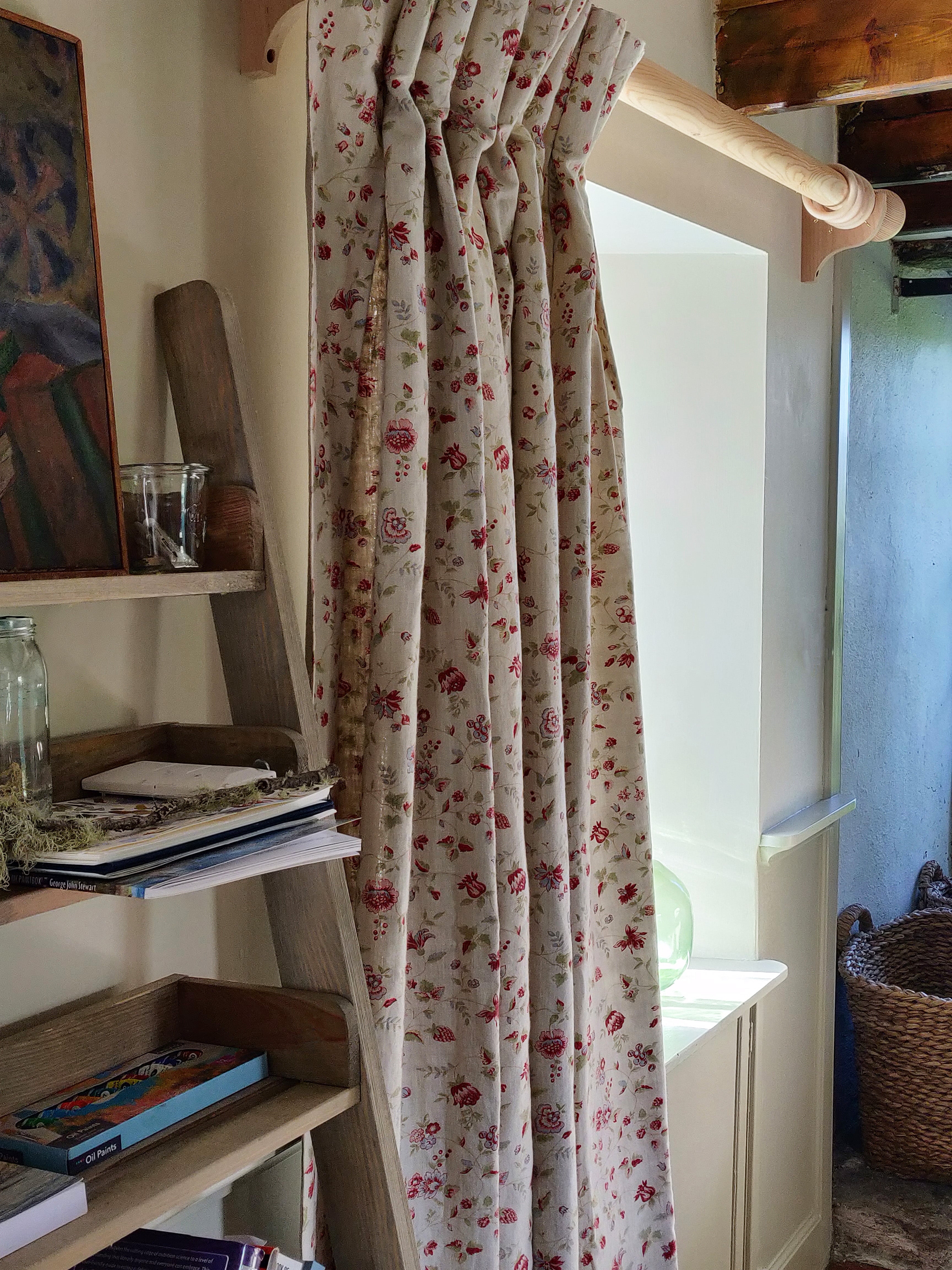 Premium Framboise & Ivory Linen Fabric - Soft, Durable & Breathable Material for Upholstery, Curtains & Home Decor Projects