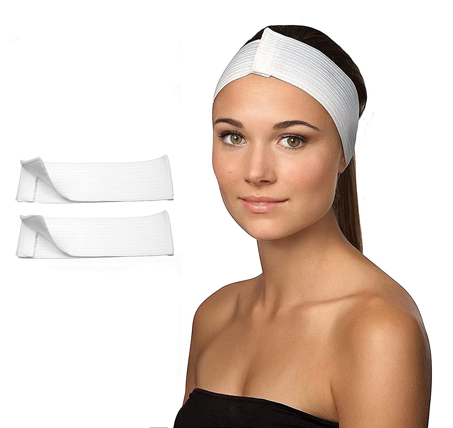 Elastic Headbands with Velcro Closure - 48 Pack White Hair Bands for Women & Girls - Perfect for Sports, Workouts, Yoga and Everyday Use
