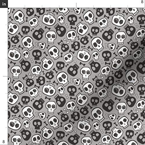 Skulls & Bones Halloween Printed Cotton Fabric - Black White Gray Tiny Skull Design on Petal Signature Cotton - Fat Quarter for Sewing, Quilting, Apparel & Crafts | Perfect for Halloween Decor, Costume Making & DIY Home Projects