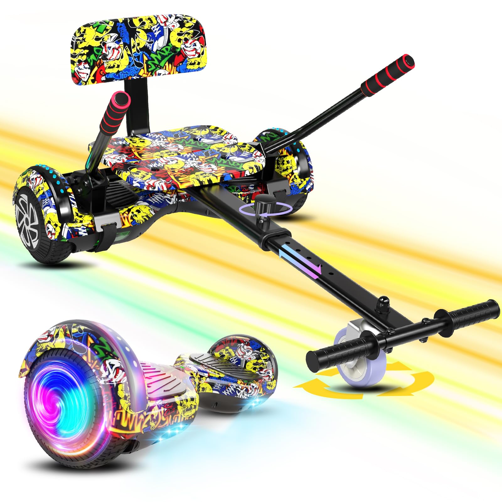 Kids' Adjustable Scooter Seat Attachment with Bluetooth & Colorful LED Lights - Universal Fit for All Ages - Perfect for Commuting, Playground Fun & Outdoor Adventures