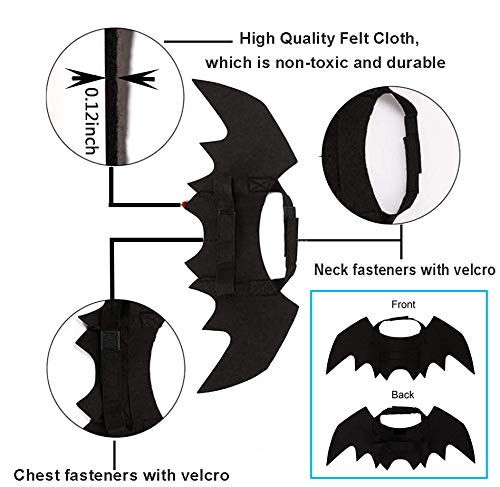 Black Cat Bat Wings for Halloween - Pet Costume Accessories for Cats & Small Dogs | Perfect for Halloween Parties, Cosplay & Dress Up Fun