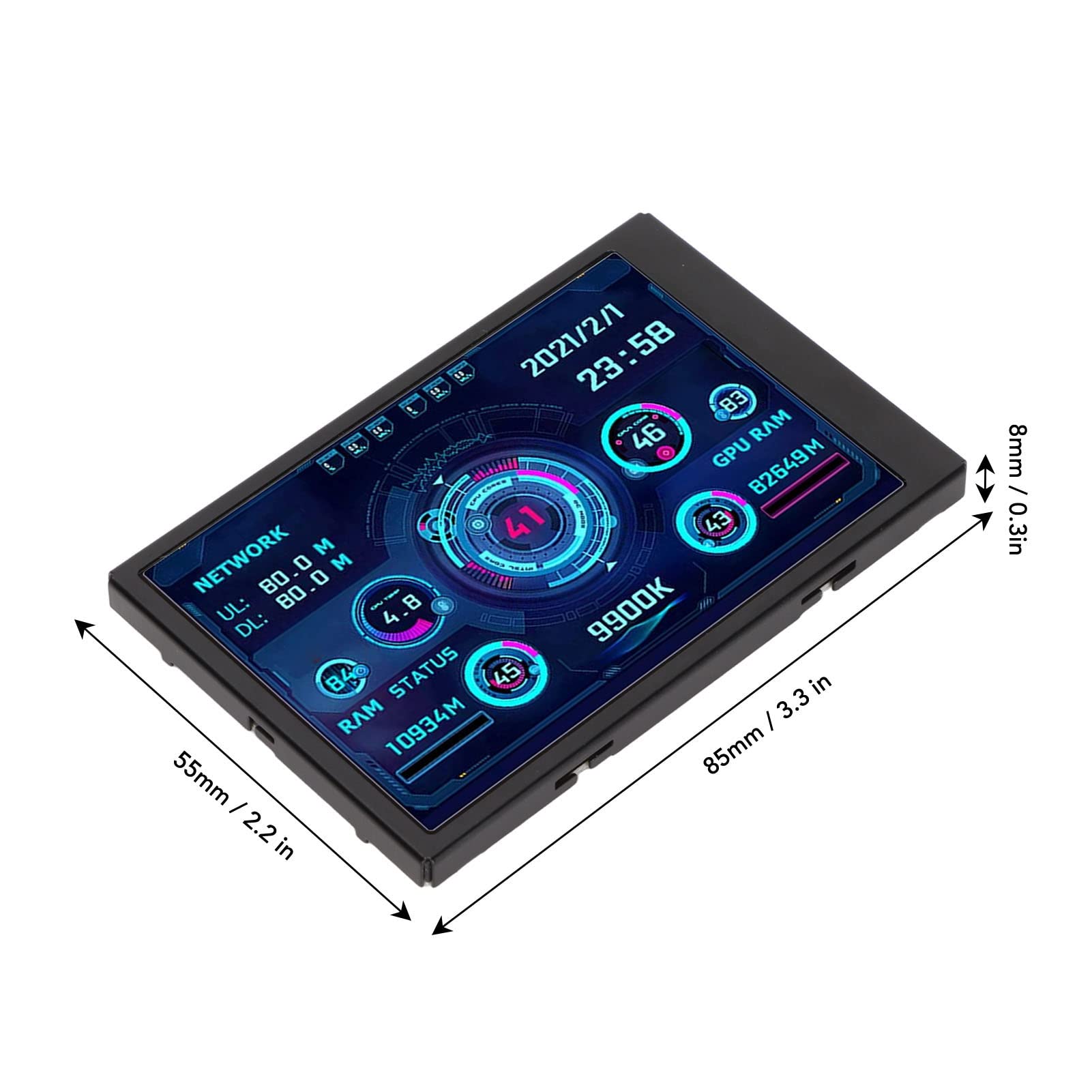 GOWENIC 3.5 Inch LCD Computer Temperature Monitor - Real-Time PC CPU GPU HDD Data Sensor Panel Display for System Monitoring | Perfect for Gaming Rigs, Workstations & Server Rooms