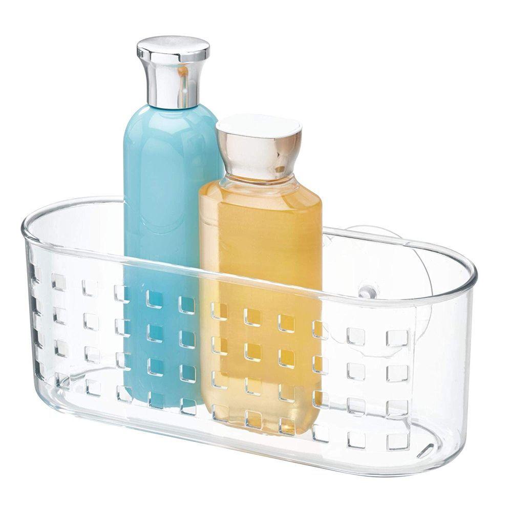 iDesign Classic Large Suction Shower Caddy Organizer - Rustproof Bathroom Storage for Shampoo, Conditioner & Soap - Perfect for Small Spaces & Apartment Showers