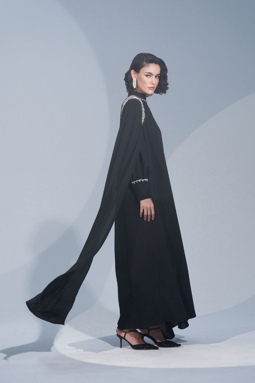 Luxury Beaded Abaya Gowns for Women - Elegant Cape Sleeve Evening Dresses for Special Occasions, Weddings & Formal Events