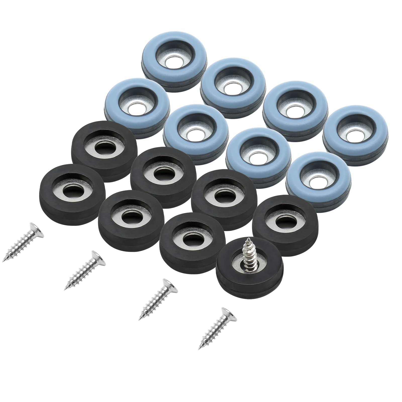 Rierdge 24 Pcs Teflon Furniture Sliders - 3/4 Inch Round Screw-On Chair Glides for Hardwood, Carpet & Tile Floors (Grayish Blue) | Protect Floors & Move Heavy Furniture Easily