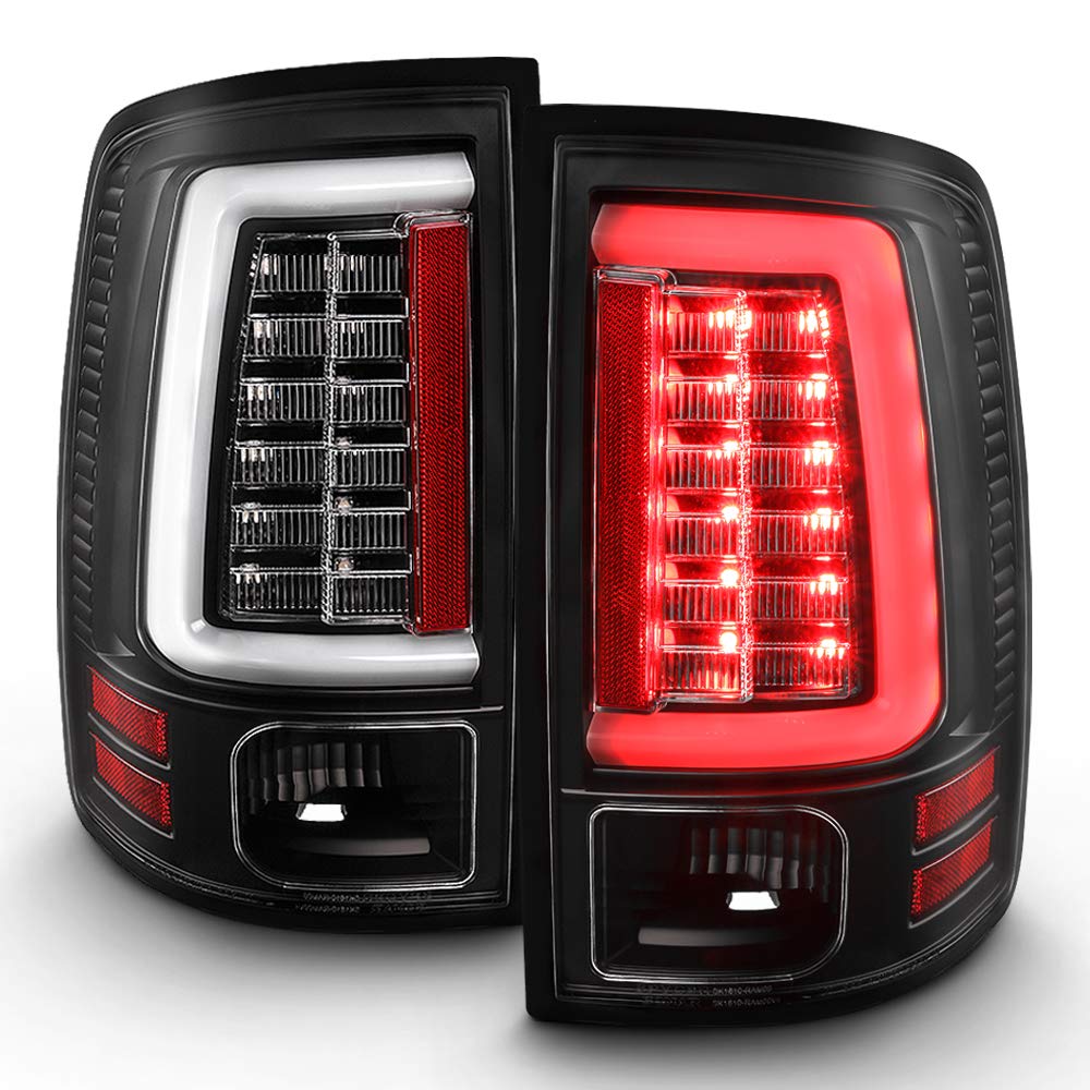 ACANII LED Tube Tail Lights Lamps Assembly - Compatible with 2010-2018 Dodge Ram 1500 2500 3500 Pickup Trucks (Black Edition) - Driver & Passenger Side Replacement - Enhance Visibility & Style for Night Driving & Off-Road Adventures