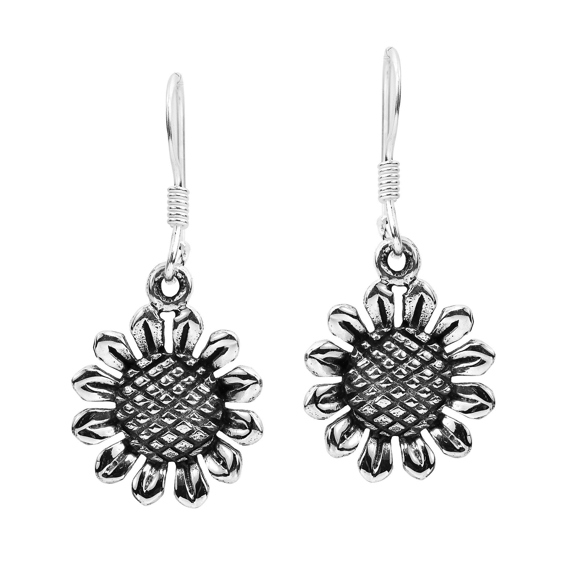Charming Sunflower .925 Sterling Silver Dangle Earrings for Women - Elegant Floral Jewelry Gift for Birthday, Anniversary & Everyday Wear