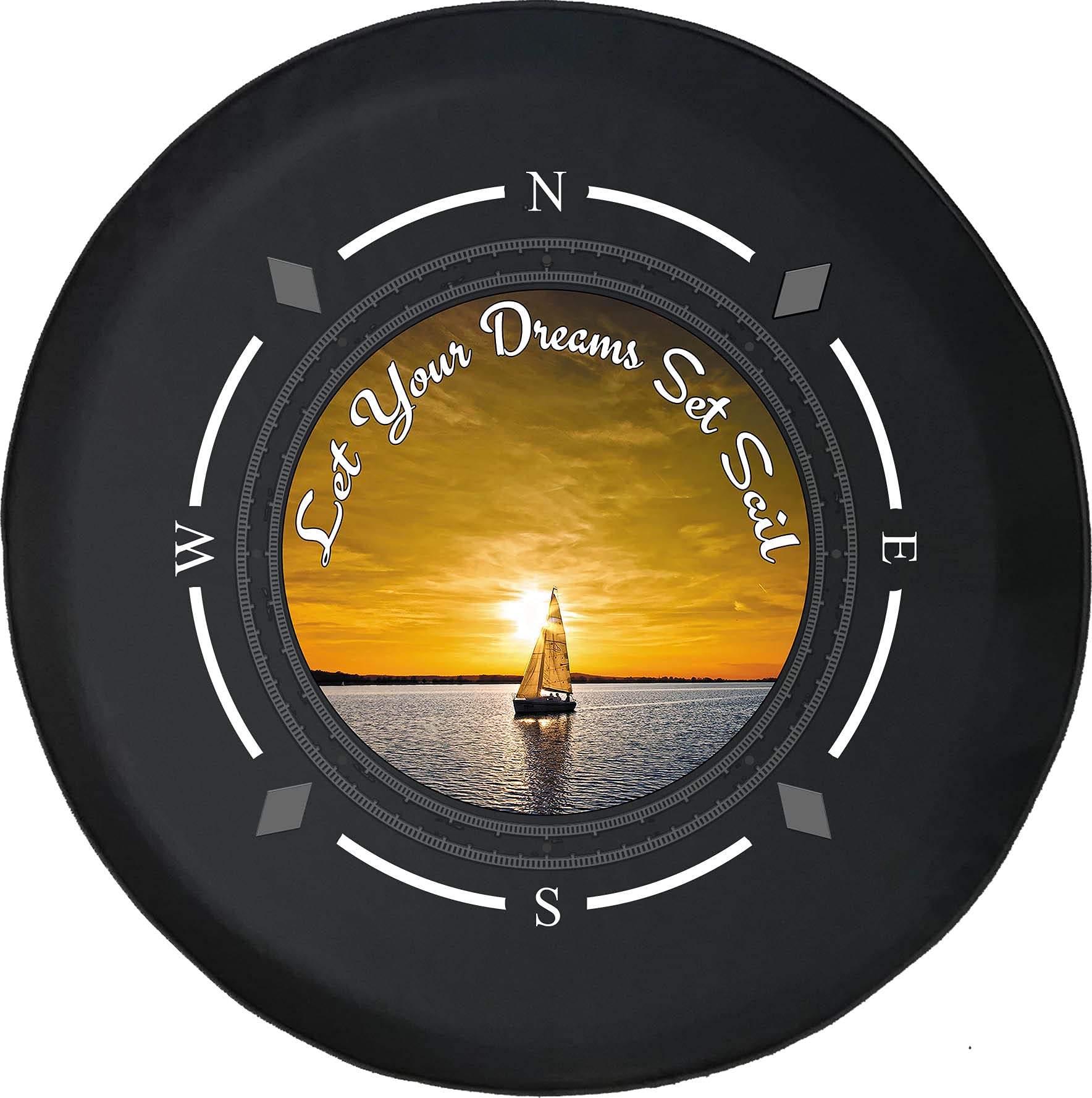 American Unlimited Spare Tire Cover with Compass Design - Durable SUV, Trailer & RV Wheel Covers for Adventure Travel & Road Trips