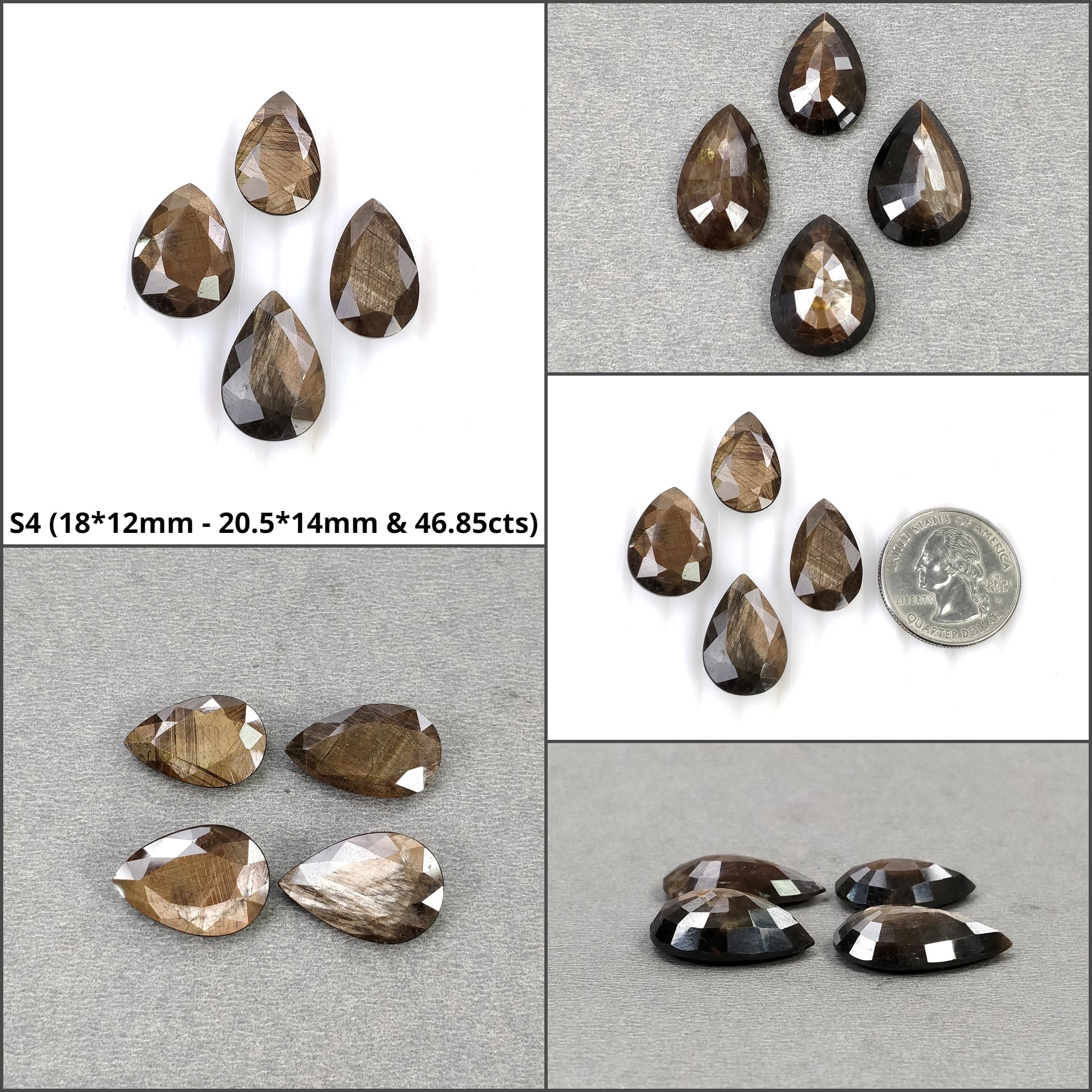 Natural Untreated Golden Sapphire Gemstone - Step & Normal Cut Chocolate Sheen Sapphire Pear Shape (2pc/4pc Set) for Jewelry Making, Engagement Rings & Luxury Gifts