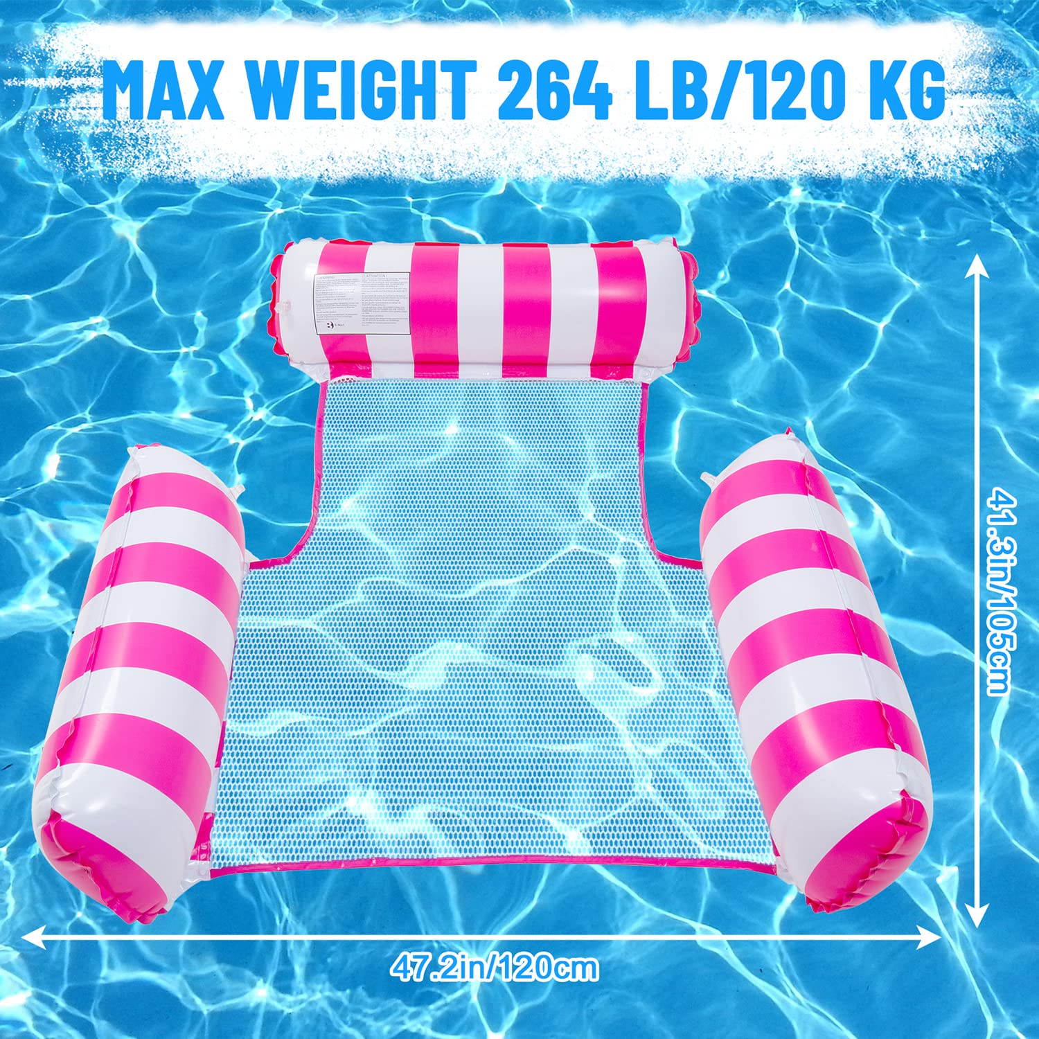 ZOKBOM 2-Piece Inflatable Pool Hammock for Adults - 4-in-1 Floating Lounge with Manual Air Pump, Portable Summer Pool Float for Relaxation | Perfect for Backyard Swimming Pools, Lakes, Beaches & Vacation Getaways