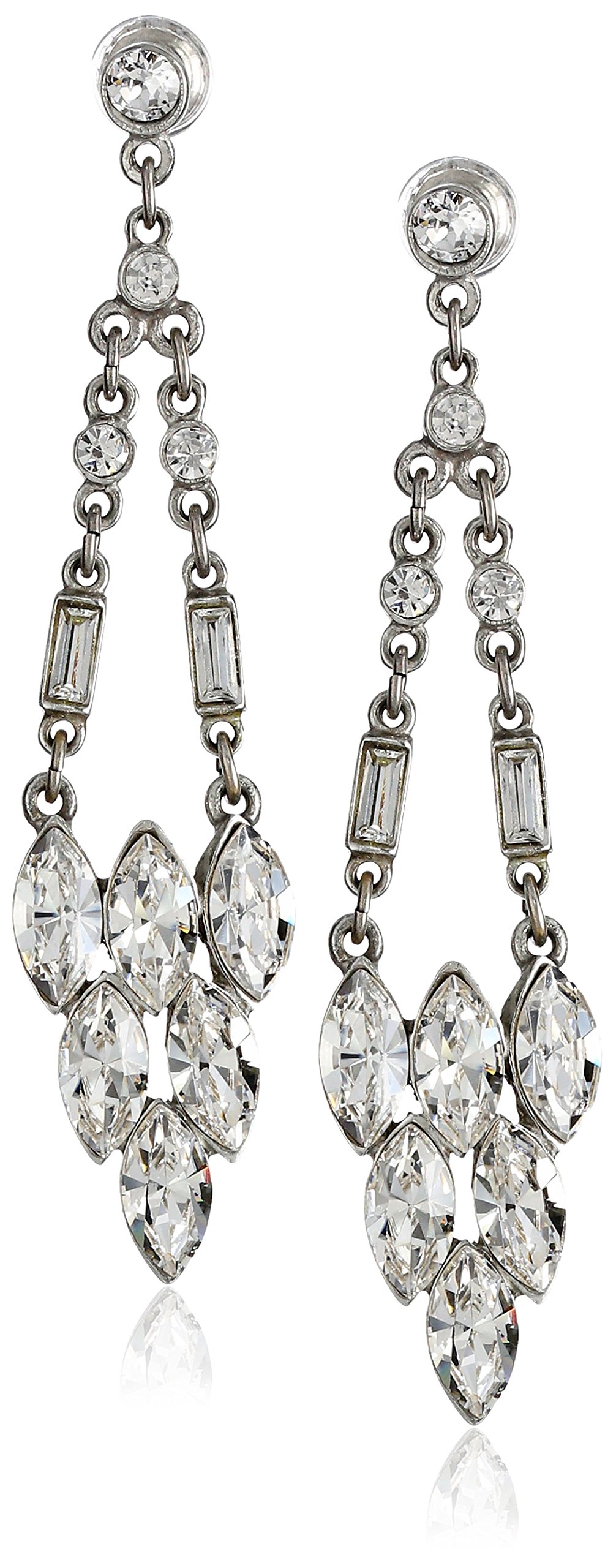 Ben-Amun Elegant Clear Crystal Drop Earrings for Women - Sparkling Dangle Earrings for Wedding, Party & Evening Wear