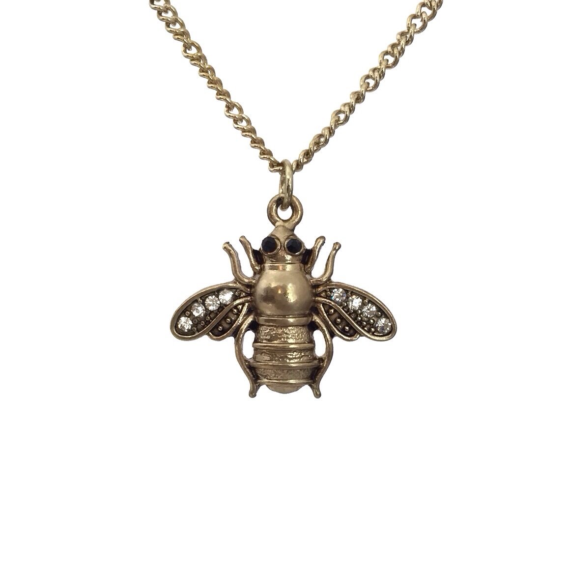 Dainty Rhinestone Bee Charm Necklace for Women - Boho Jewelry Gift