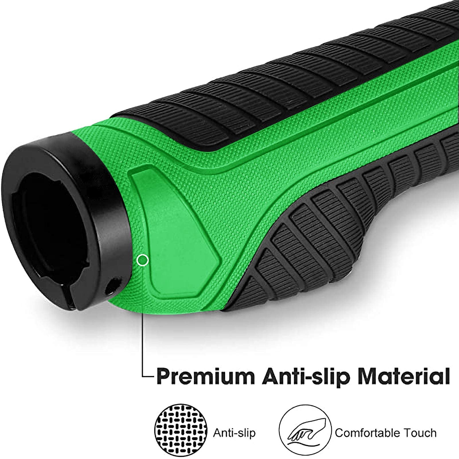 ROCKBROS Mountain Bike Handlebar Grips - Lock-On Double Aluminum Clamp for MTB BMX - Ergonomic Non-Slip Comfort Grip (Black, Grey, Red, Green) - Perfect for Trail Riding, Commuting & Urban Cycling
