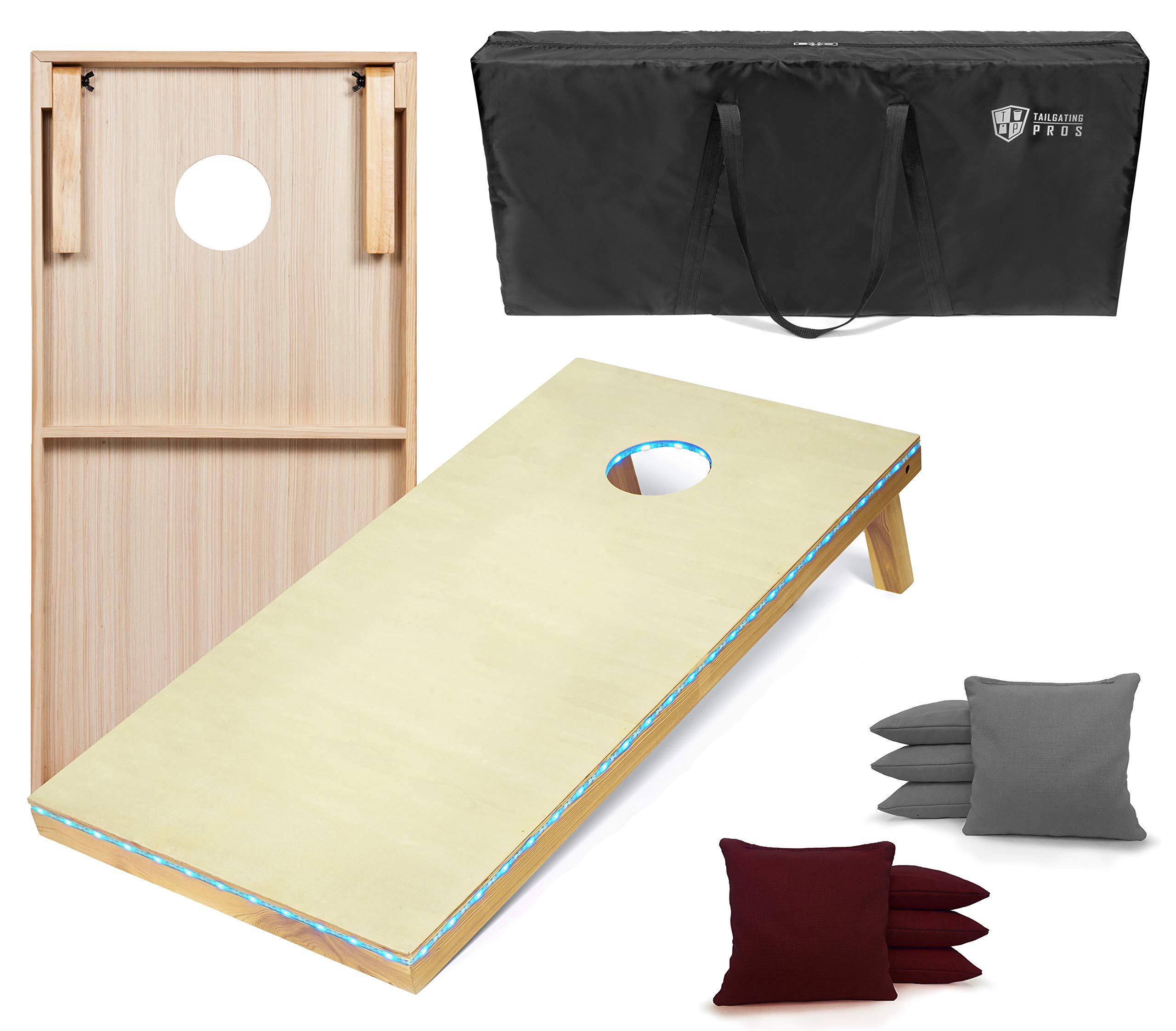 Premium LED Cornhole Game Set - 4'x2' Light-Up Cornhole Boards with 8 Bean Bags & Carrying Case - Perfect for Tailgating, Backyard Parties, and Outdoor Nighttime Fun