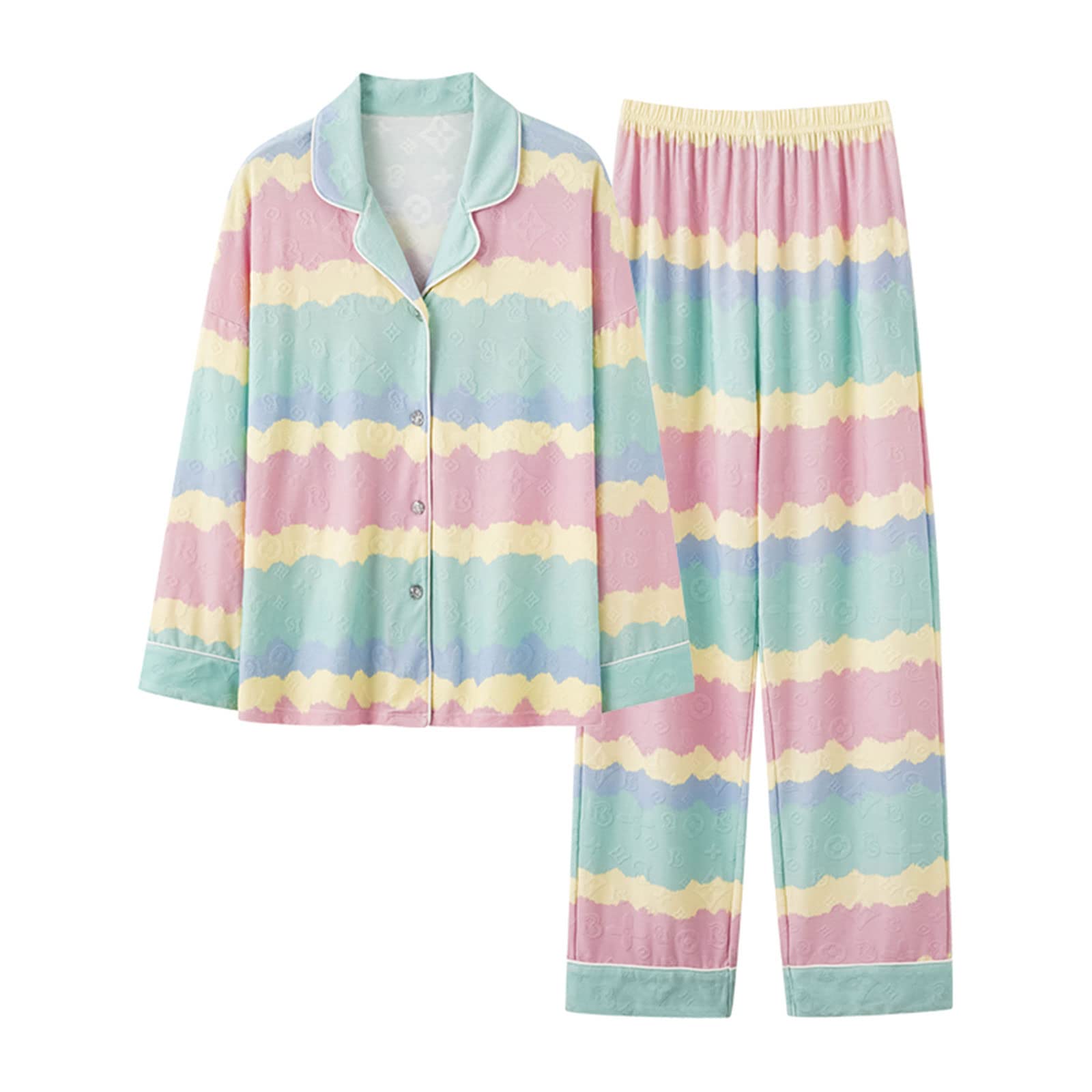 Women's Button Up Cotton Pajama Set - Soft Long Sleeve Sleepwear for Spring, Summer & Fall | Lightweight Lounge Pjs for Comfortable Nights & Relaxing at Home