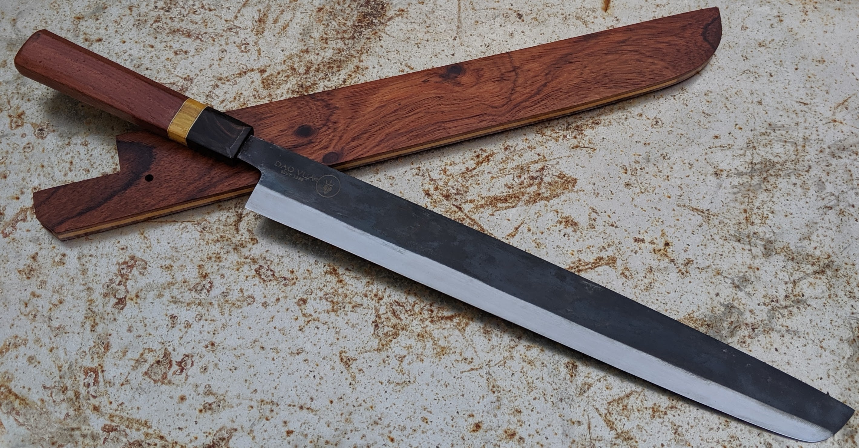 Premium Dao Vua 340mm Sashimi Knife with Saya Sheath - Japanese Style High Carbon Steel Blade for Sushi, Sashimi & Fish Filleting - Perfect for Chefs & Home Cooking Enthusiasts