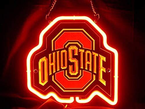 Ohio State Neon Sign Light - 14x10 Inches 3D Carved Beer Bar Sign for Man Cave, Pub & Home Decor | Handcrafted LED Lamp with Vintage Design (TD21) - Perfect for Game Nights, Sports Bars & Basement Decorations