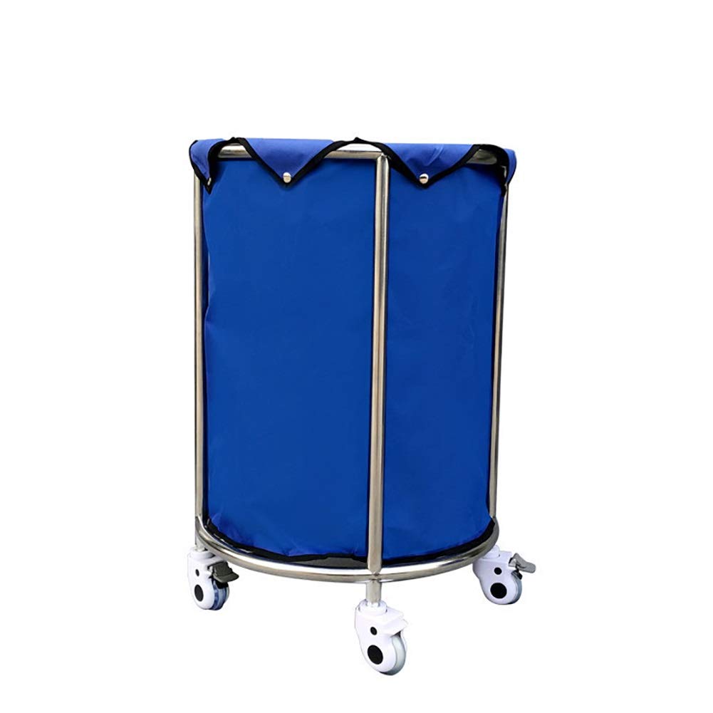 FLYIFE Portable Hand Truck Beauty Salon Cart with Smooth-Rolling Wheels - Blue Round Laundry Hamper Sorter Trolley for Home, Salon & Hotel Room Service Storage | Ideal for Laundry Sorting, Salon Equipment Transport & Housekeeping Carts