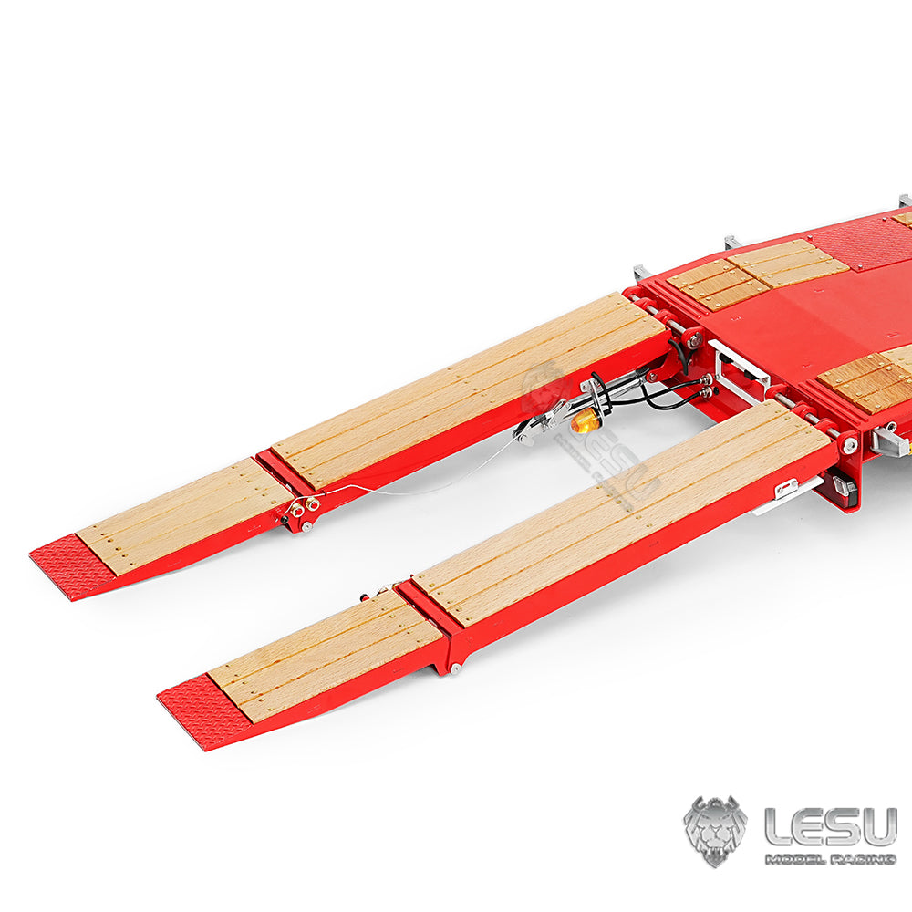 1/14 Scale RC Hydraulic Lifting Tailgate Metal Trailer for Tractor Truck - Construction Vehicle Model with Realistic Hydraulic Pump System - Perfect for RC Construction Site Scenes & Off-Road Truck Simulation