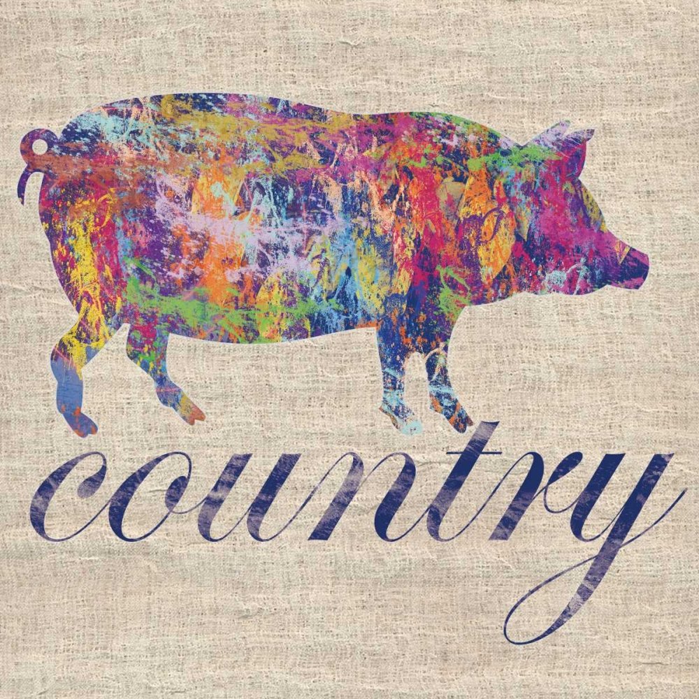 Lauren Gibbons Pig Farm Fine Art Print - 19x19 Inch Animal Wall Decor for Living Room, Bedroom & Office - Premium Paper Artwork Ready for Framing