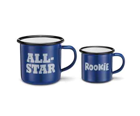 Vintage Style Enamel Coffee Mugs Set of 2 - Classic All Star & Rookie Design - Durable Camping & Outdoor Drinking Cups for Coffee, Tea, Hot Chocolate - Perfect for Picnics, Hiking and Home Use