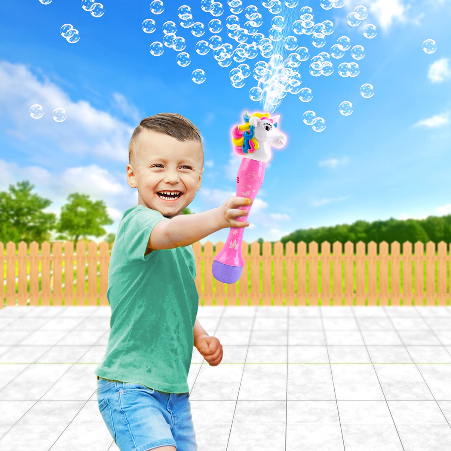 ArtCreativity LED Light Up Unicorn Bubble Wand for Kids - Bubble Machine with Sound for Toddlers Ages 1-3 | Includes Bubble Solution & Batteries | Perfect Birthday Gift, Party Favor & Outdoor Play Toy for Girls & Boys