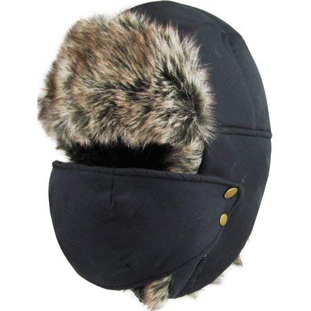 KBOS-RR Winter Aviator Trapper Hat with Fur & Mask - Warm Ski Cap for Men & Women - Perfect for Skiing, Snowboarding & Cold Weather Outdoor Activities