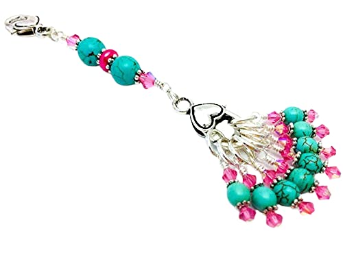 Premium Knitting Stitch Marker Set - 50 Snag-Free Colorful Rings for Knitters & Crocheters (Pink & Turquoise) - Perfect for Yarn Projects, DIY Crafts & Gift Making