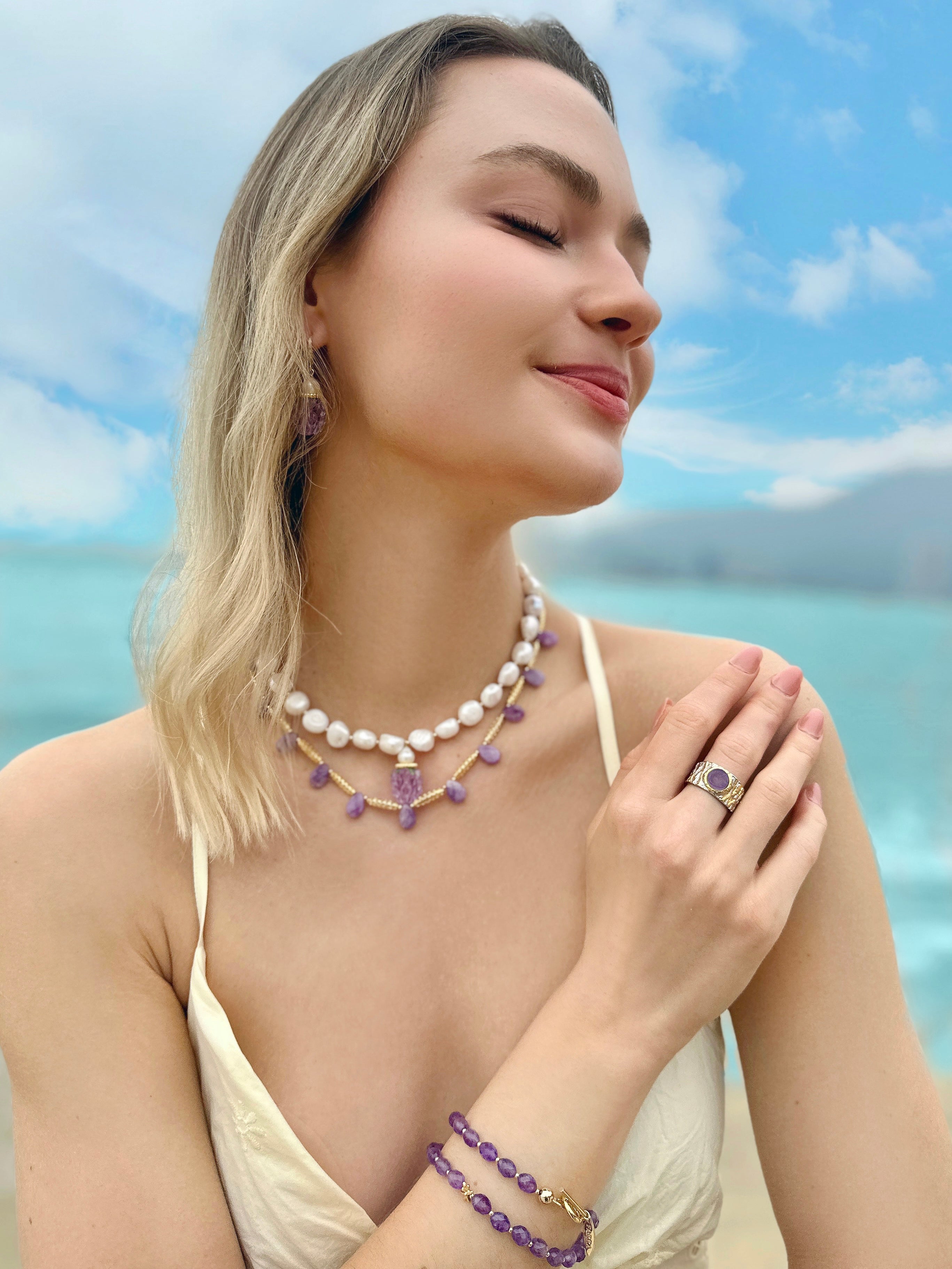 Handmade Purple Raspberry Pendant Necklace with Irregular Freshwater Pearls - Elegant Choker for Women | Perfect for Weddings, Date Nights & Special Occasions