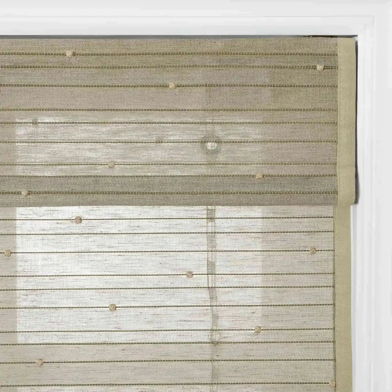 Rae Natural Ramie Bamboo Woven Shades - Series P | Eco-Friendly Window Coverings for Living Room, Bedroom & Patio | Light Filtering & UV Protection