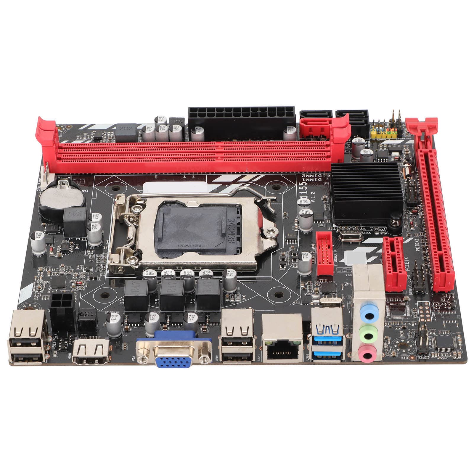 LGA 1155 Motherboard for Intel Core i3 i5 i7 - DDR3 RAM, VGA & HDMI Ports, 6Gb/s Transfer Speed - Perfect for Gaming PC Builds & Home Office Computers