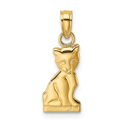 14K Gold Mini Kitten Charm Pendant Necklace - 7mm Cat Sitting Jewelry Gift for Women, Girls, Best Friends | Birthday, Anniversary, Valentine's Day Present for Cat Lovers