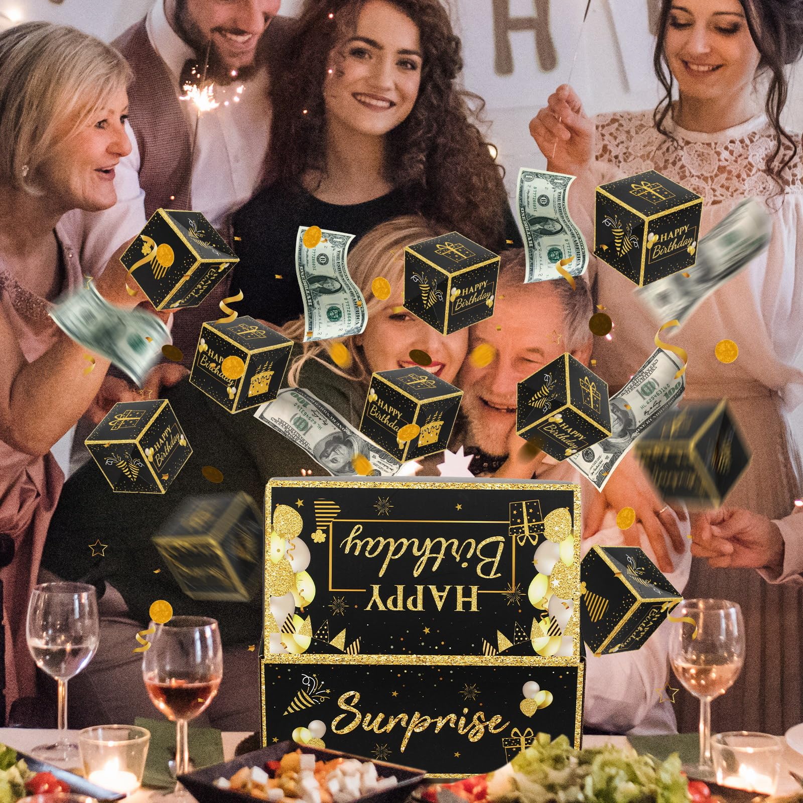 Exploding Money Gift Box - Surprise Cash Box with 12 Folding Pop-Up Boxes for Birthday Parties | Fun Gift for Men, Women & Kids | Perfect for Birthdays, Graduations & Special Celebrations