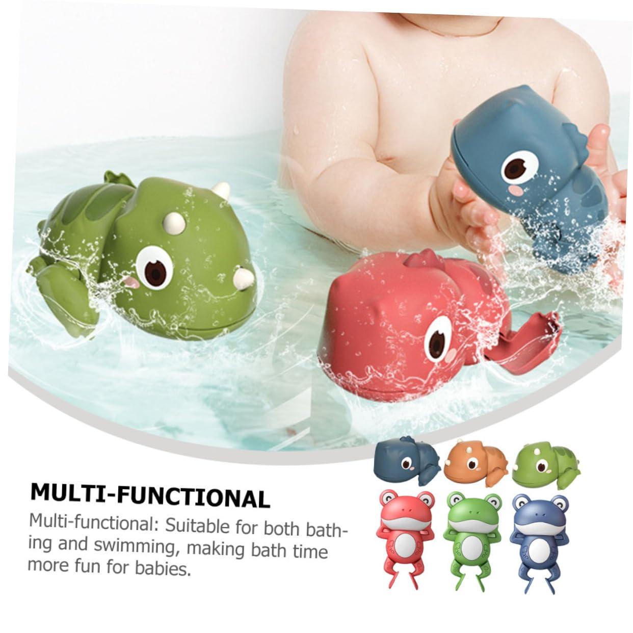6-Piece Wind-Up Bath Toys Set - Colorful Clockwork Swimming Water Toys for Kids - Fun Bathtime & Pool Playtime for Toddlers & Babies