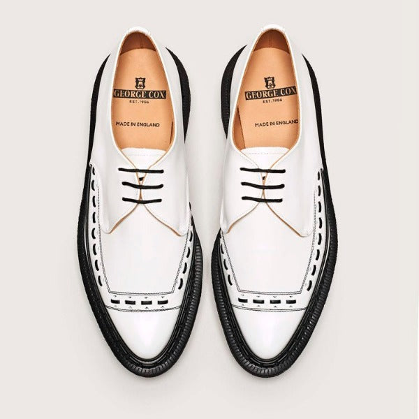 George Cox 3705 Vegan Leather Gibson Diano White Shoes – Stylish & Comfortable for Casual Wear, Parties & Everyday Fashion